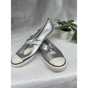 Converse Chuck Taylor Mary Jane Strap Leather Silver Womens Shoes Size 10 Us